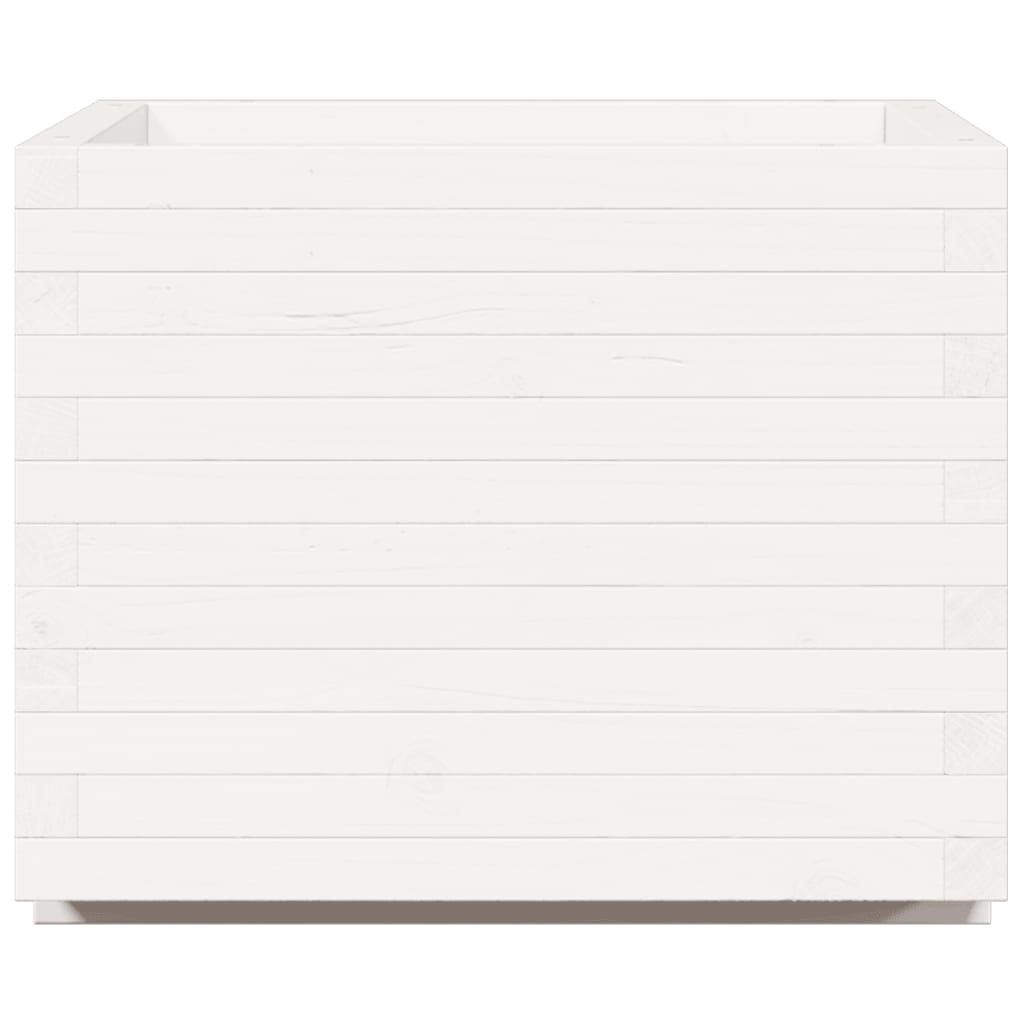 Utendørs Blomsterkasse Plantekasse Tre Hvit 60x60x49,5 cm heltre furu