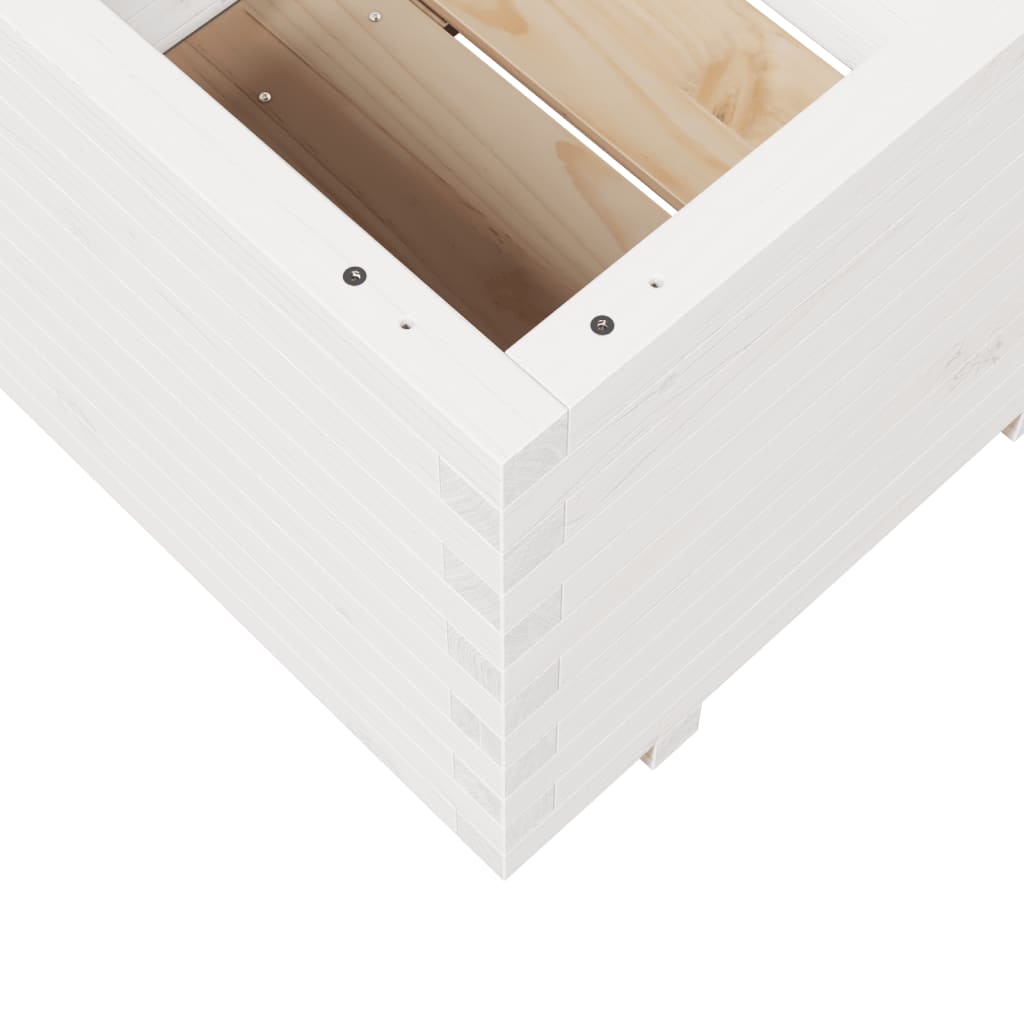 Utendørs Blomsterkasse Plantekasse Tre Hvit 60x60x49,5 cm heltre furu