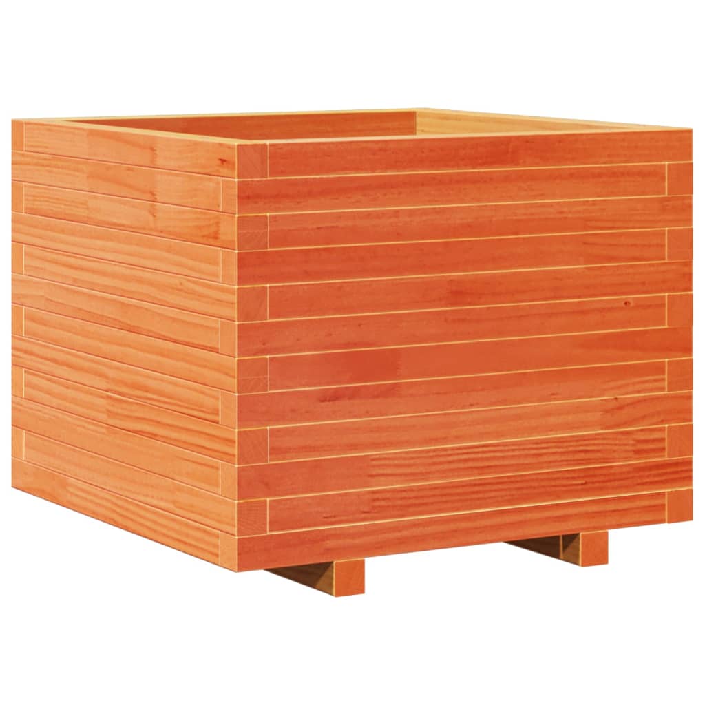 Utendørs Blomsterkasse Plantekasse Tre voksbrun 60x60x49,5 cm heltre furu