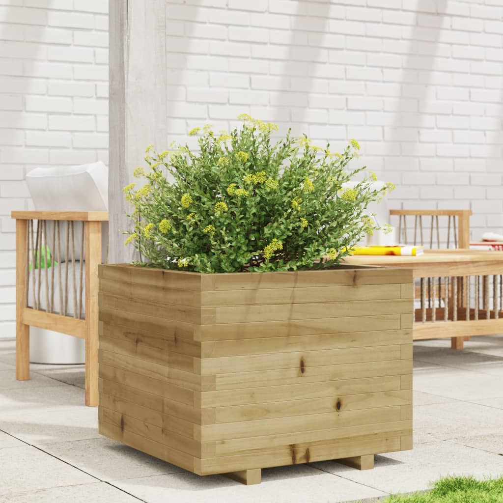 Utendørs Blomsterkasse Plantekasse Tre 60x60x49,5 cm impregnert furu
