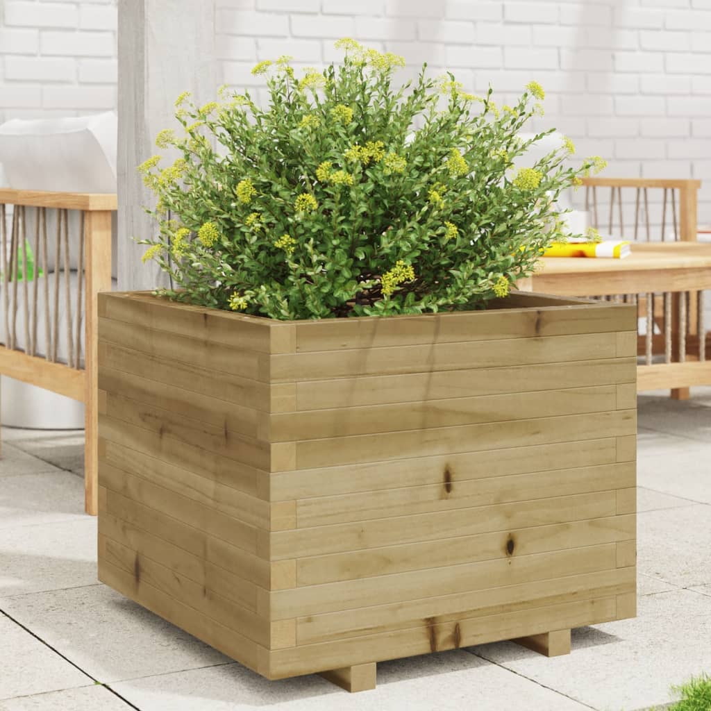 Utendørs Blomsterkasse Plantekasse Tre 60x60x49,5 cm impregnert furu