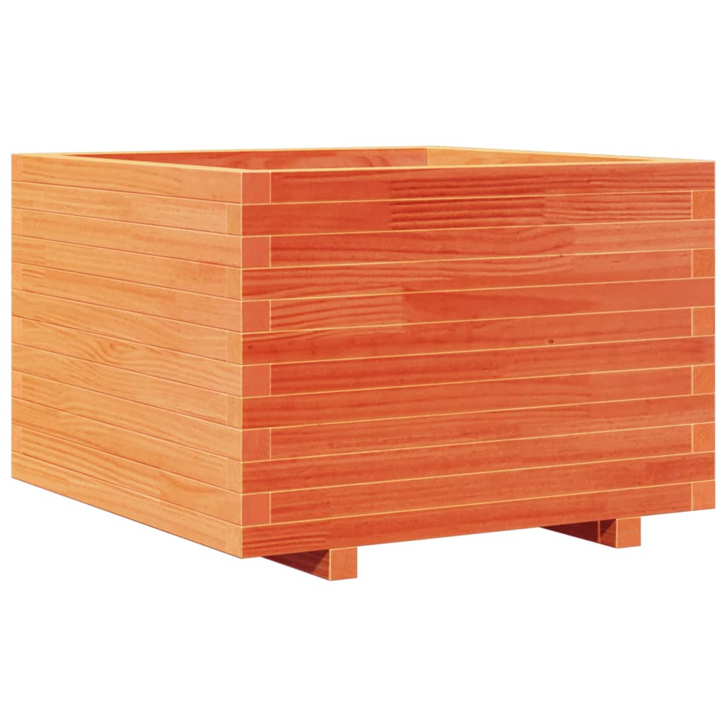 Utendørs Blomsterkasse Plantekasse Tre voksbrun 70x70x49,5 cm heltre furu