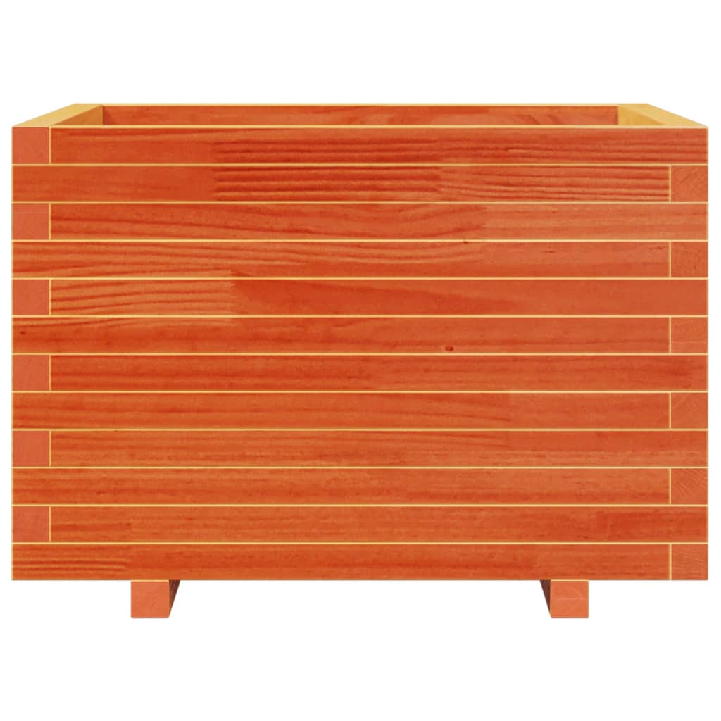 Utendørs Blomsterkasse Plantekasse Tre voksbrun 70x70x49,5 cm heltre furu