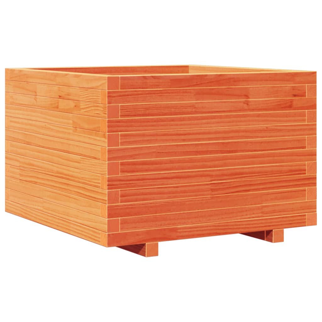 Utendørs Blomsterkasse Plantekasse Tre voksbrun 70x70x49,5 cm heltre furu
