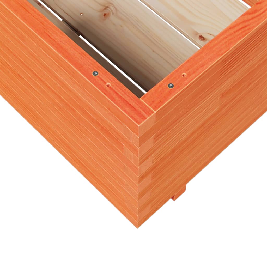 Utendørs Blomsterkasse Plantekasse Tre voksbrun 70x70x49,5 cm heltre furu