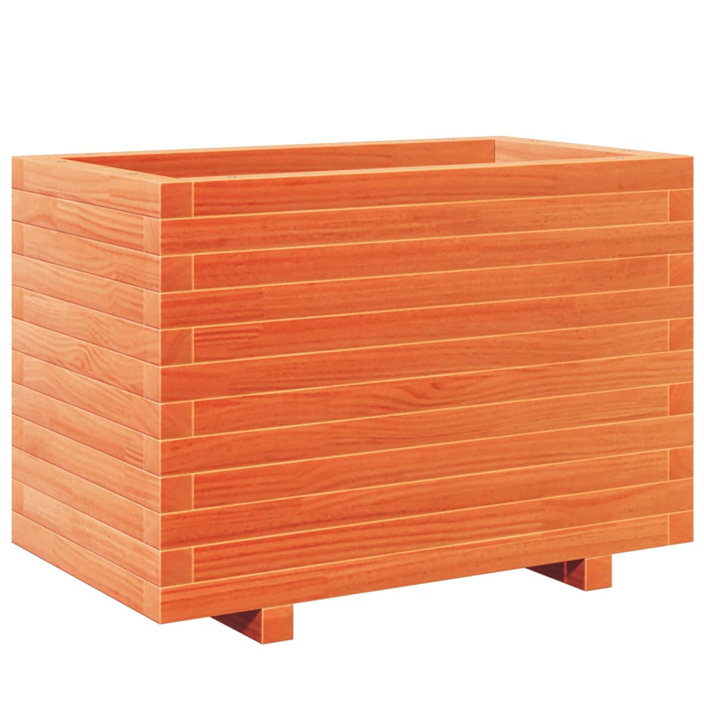Utendørs Blomsterkasse Plantekasse Tre voksbrun 70x40x49,5 cm heltre furu