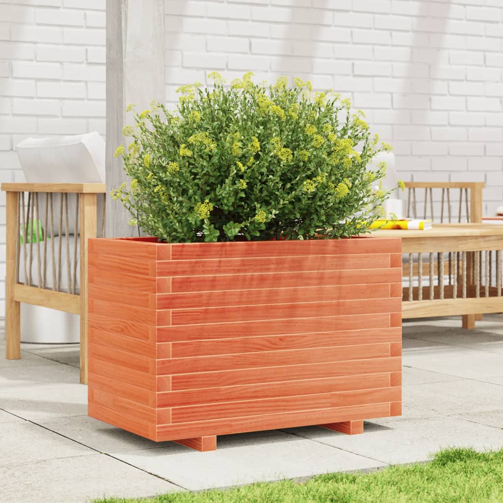 Utendørs Blomsterkasse Plantekasse Tre voksbrun 70x40x49,5 cm heltre furu