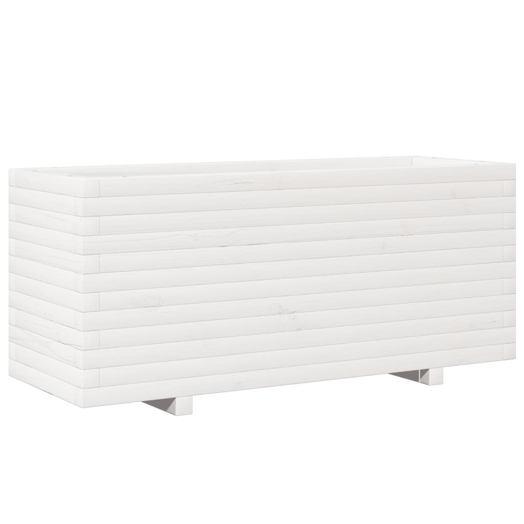 Utendørs Blomsterkasse Plantekasse Tre Hvit 110x40x49,5 cm heltre furu