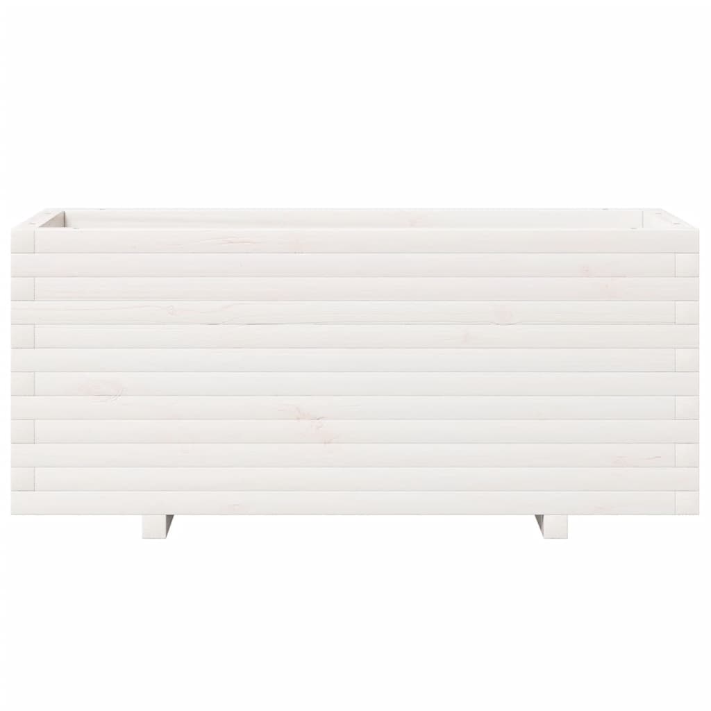 Utendørs Blomsterkasse Plantekasse Tre Hvit 110x40x49,5 cm heltre furu