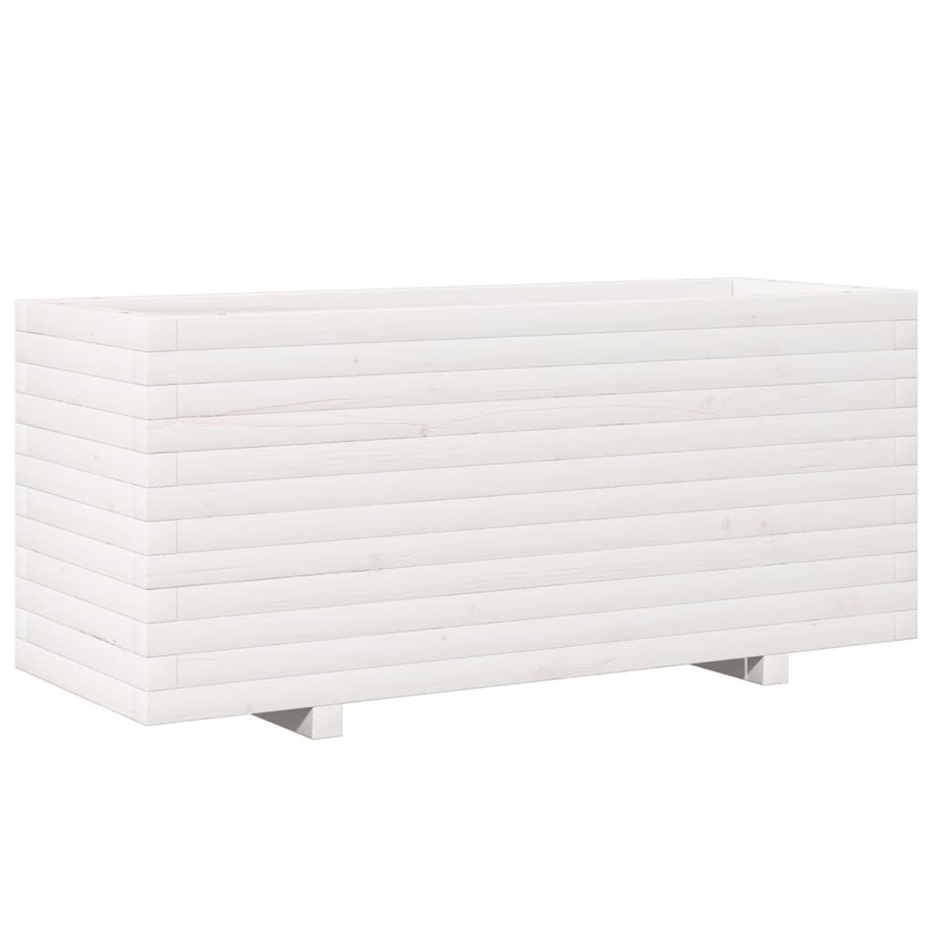 Utendørs Blomsterkasse Plantekasse Tre Hvit 110x40x49,5 cm heltre furu