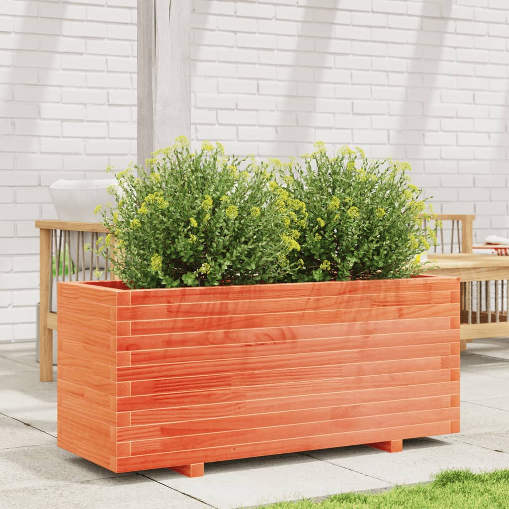 Utendørs Blomsterkasse Plantekasse Tre voksbrun 110x40x49,5 cm heltre furu