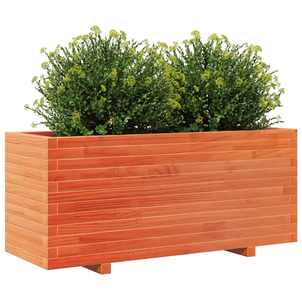 Utendørs Blomsterkasse Plantekasse Tre voksbrun 110x40x49,5 cm heltre furu