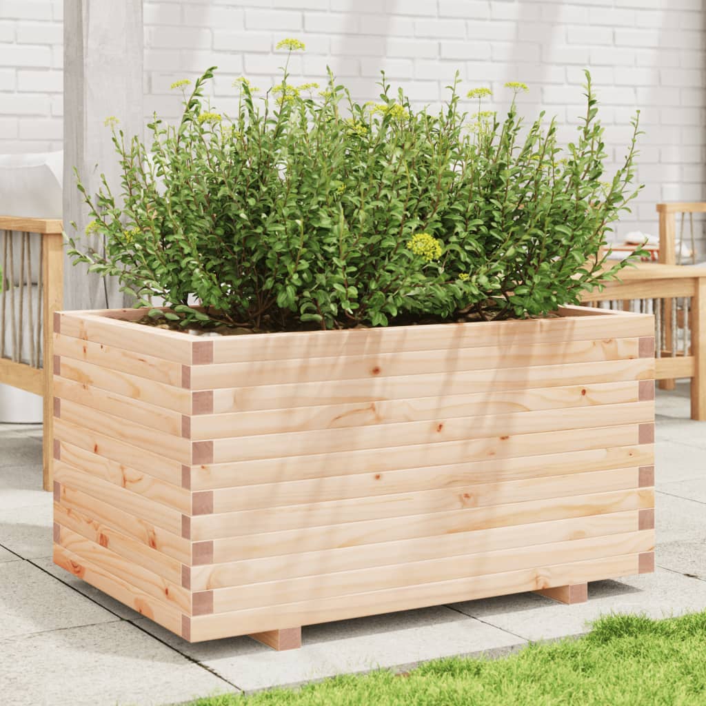 Utendørs Blomsterkasse Plantekasse Tre 90x60x49,5 cm heltre furu