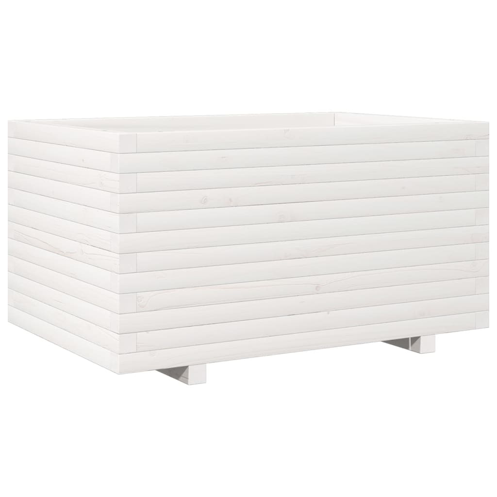 Utendørs Blomsterkasse Plantekasse Tre Hvit 90x60x49,5 cm heltre furu