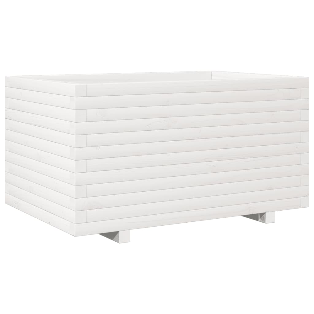 Utendørs Blomsterkasse Plantekasse Tre Hvit 90x60x49,5 cm heltre furu