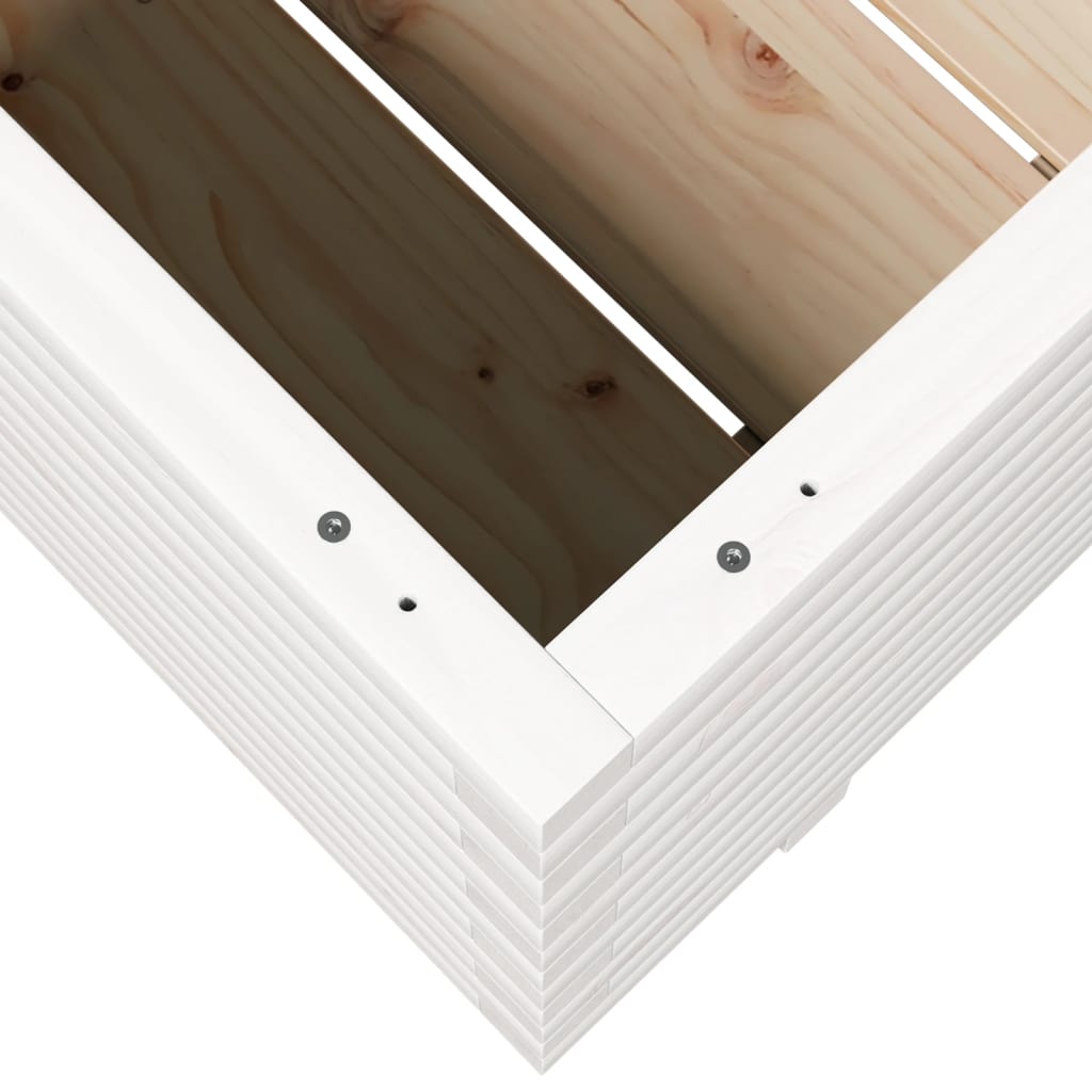 Utendørs Blomsterkasse Plantekasse Tre Hvit 90x60x49,5 cm heltre furu
