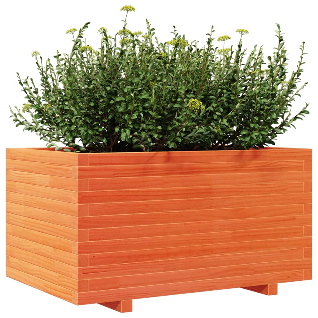 Utendørs Blomsterkasse Plantekasse Tre voksbrun 90x60x49,5 cm heltre furu