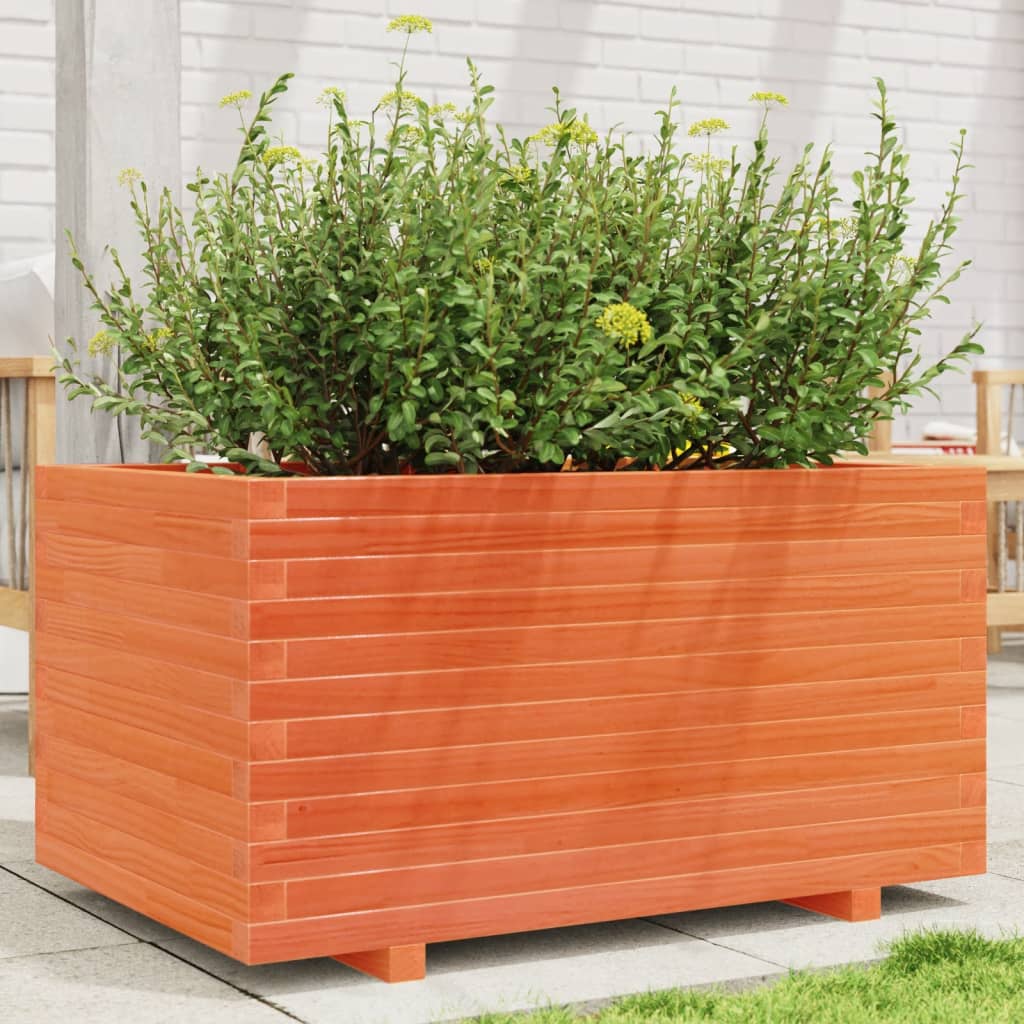 Utendørs Blomsterkasse Plantekasse Tre voksbrun 90x60x49,5 cm heltre furu