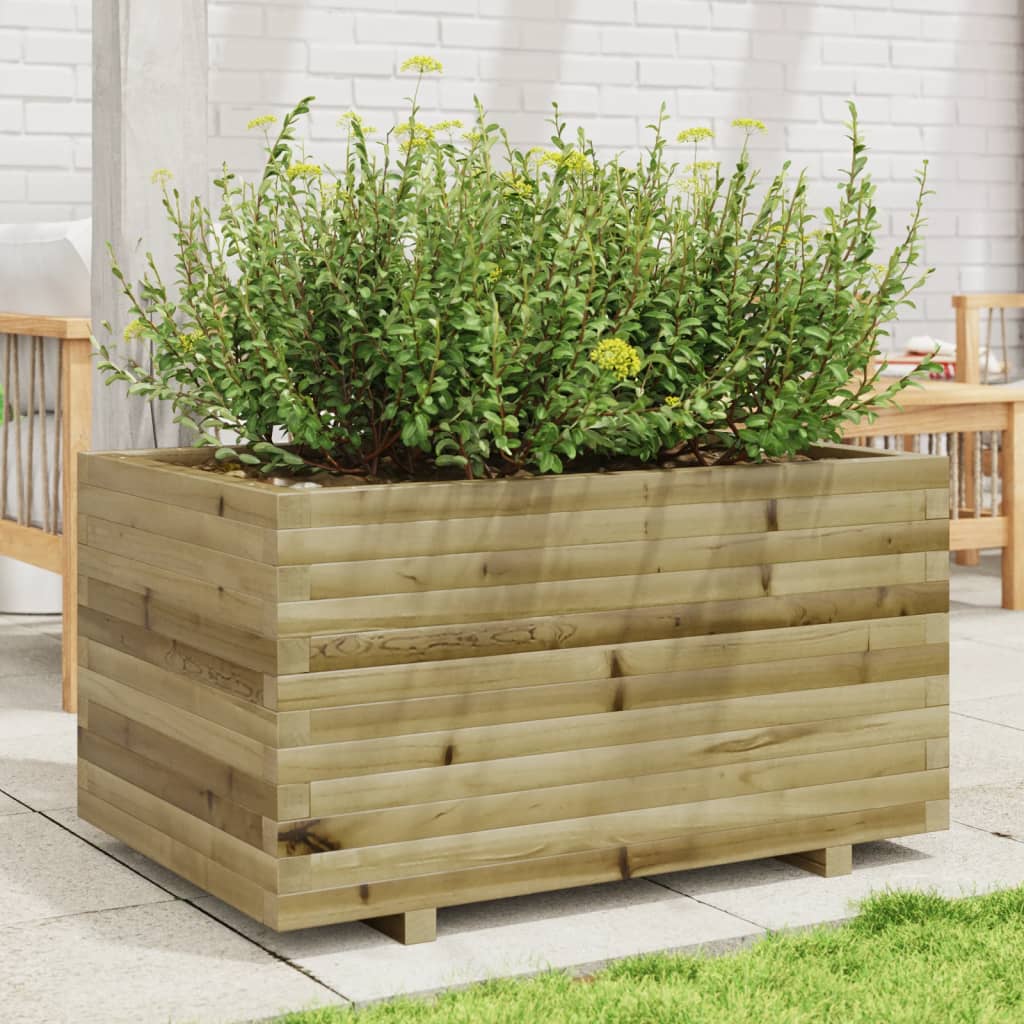 Utendørs Blomsterkasse Plantekasse Tre 90x60x49,5 cm impregnert furu