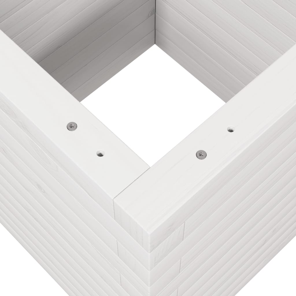 Utendørs Blomsterkasse Plantekasse Tre Hvit 40x40x46 cm heltre furu