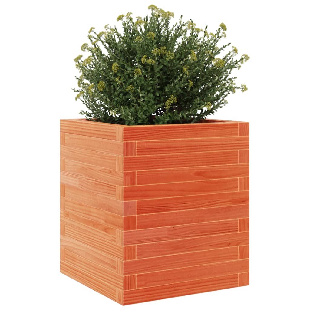 Utendørs Blomsterkasse Plantekasse Tre voksbrun 40x40x46 cm heltre furu