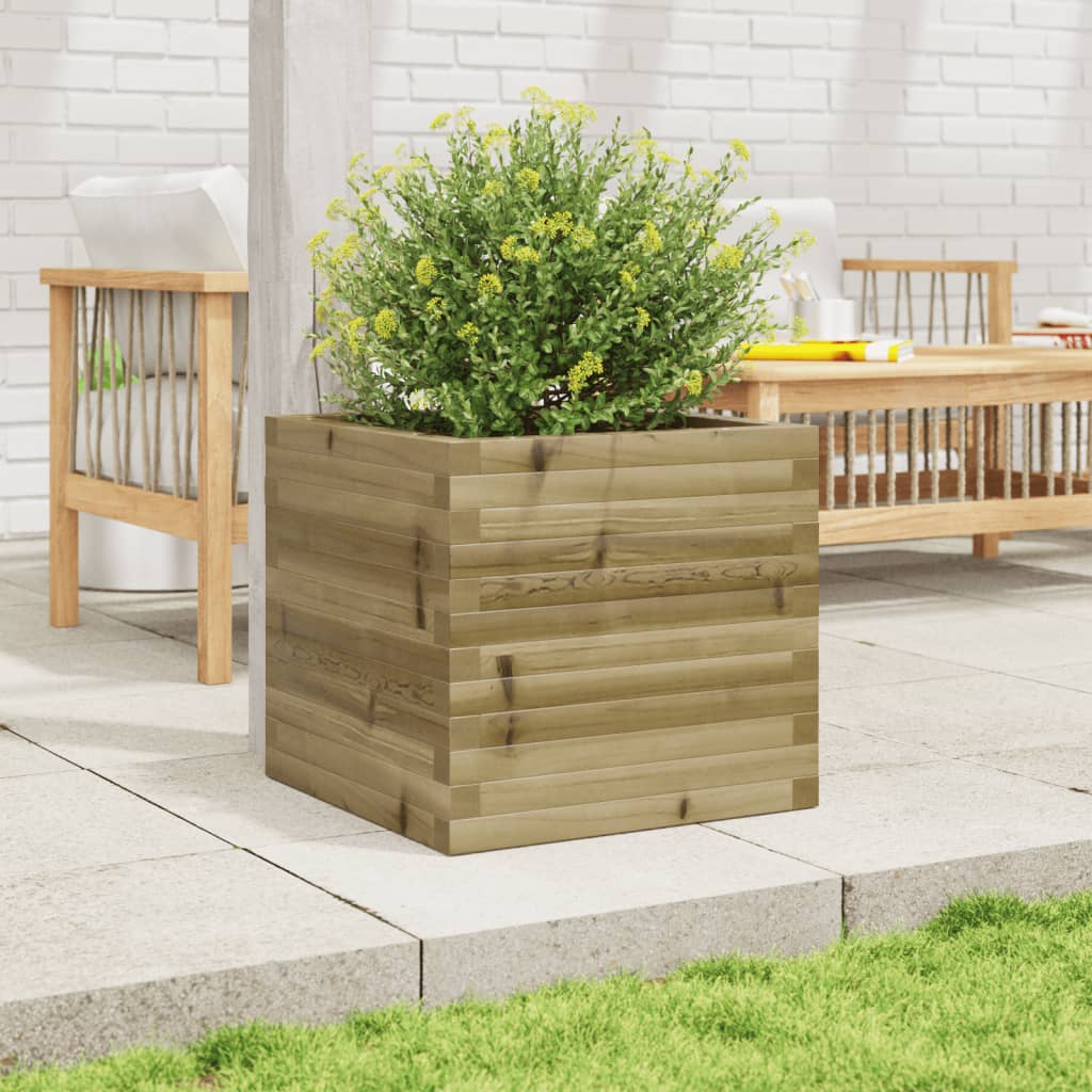 Utendørs Blomsterkasse Plantekasse Tre 50x50x46 cm impregnert furu