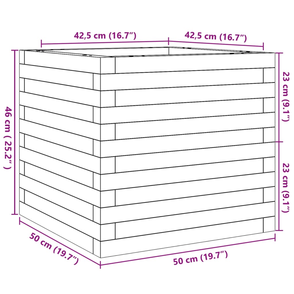 Utendørs Blomsterkasse Plantekasse Tre 50x50x46 cm impregnert furu