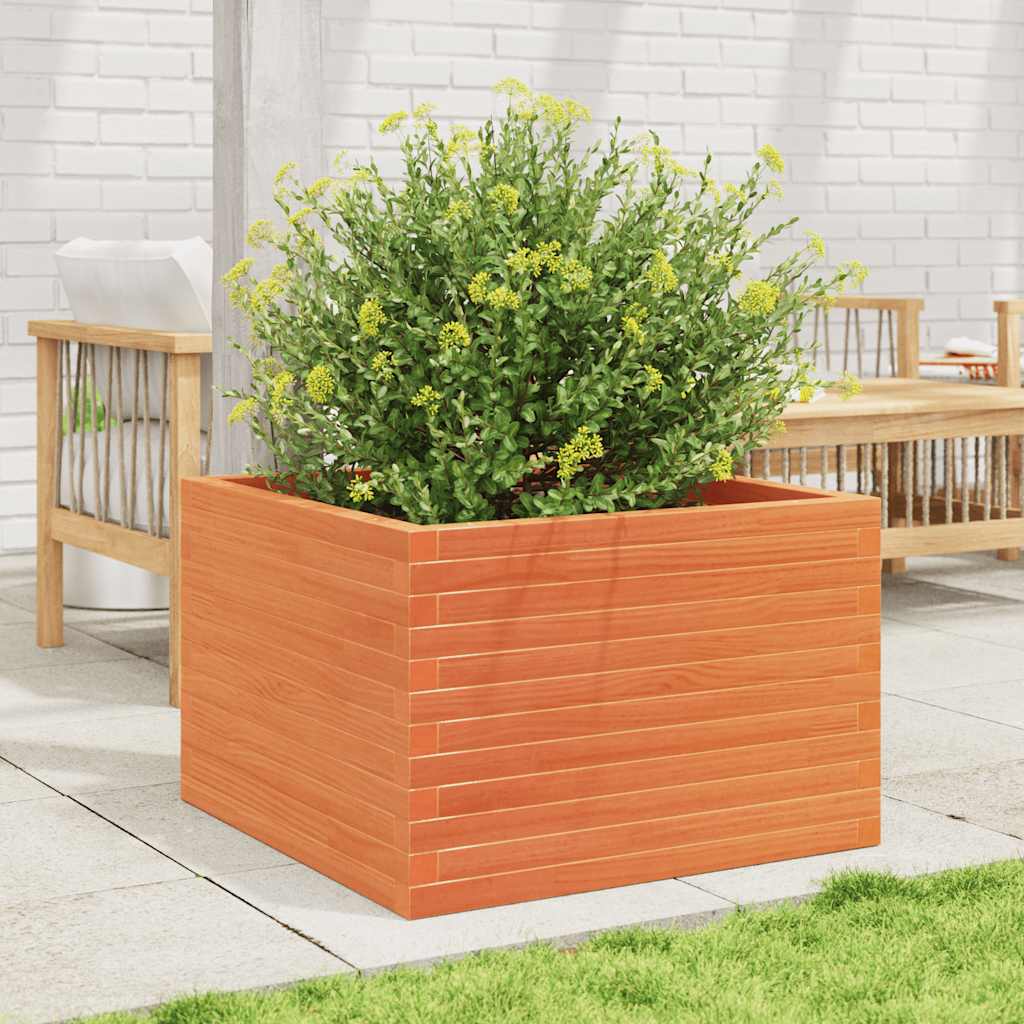 Utendørs Blomsterkasse Plantekasse Tre voksbrun 70x70x46 cm heltre furu
