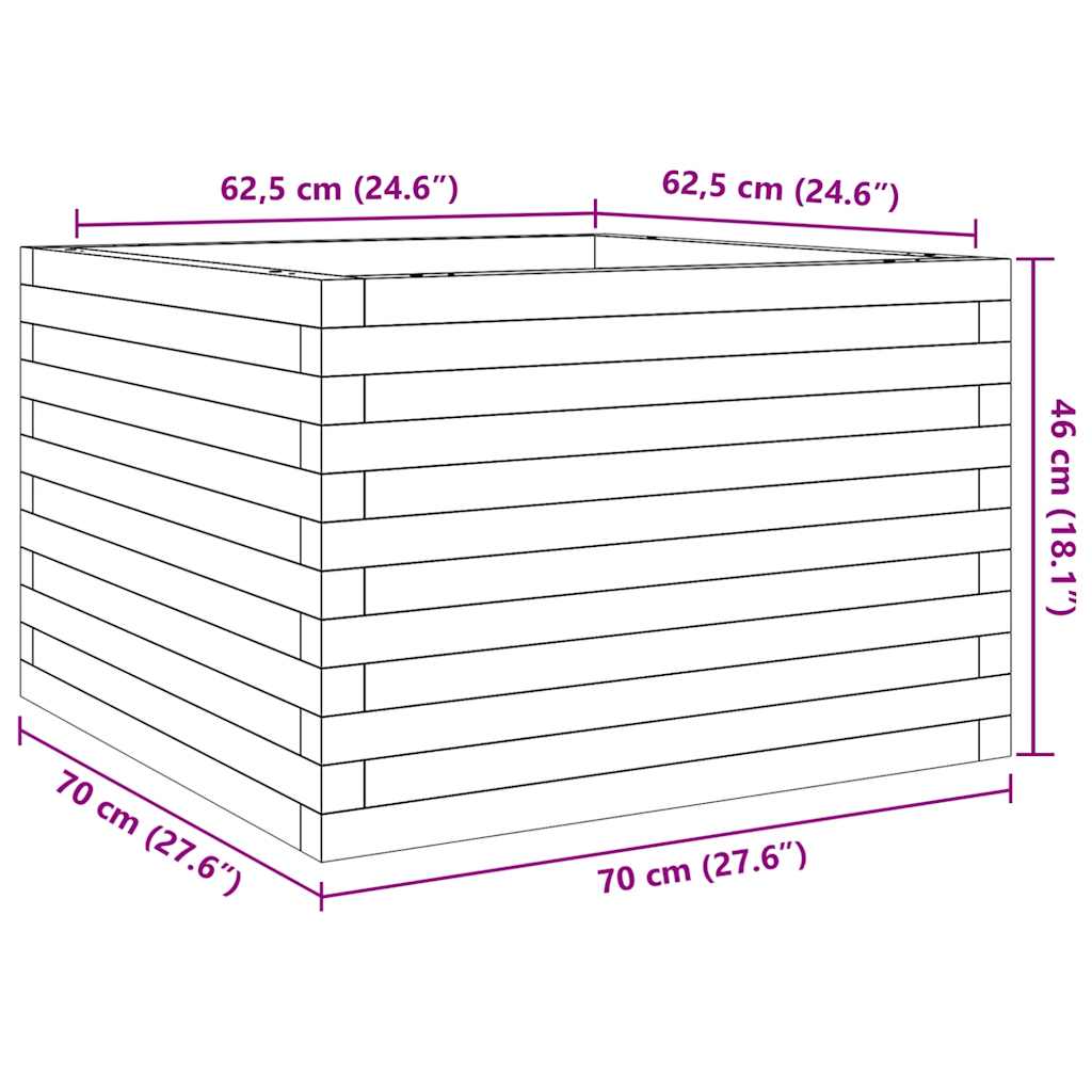 Utendørs Blomsterkasse Plantekasse Tre 70x70x46 cm heltre douglasgran