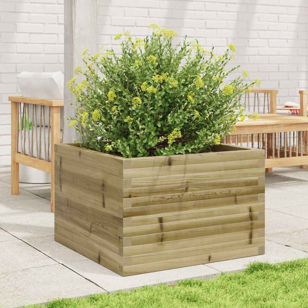 Utendørs Blomsterkasse Plantekasse Tre 70x70x46 cm impregnert furu