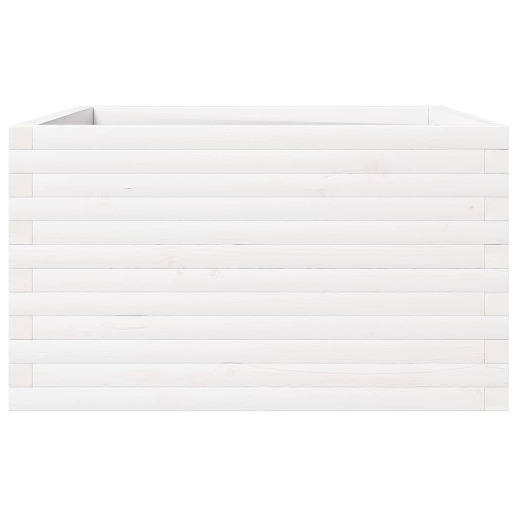 Utendørs Blomsterkasse Plantekasse Tre Hvit 80x80x46 cm heltre furu