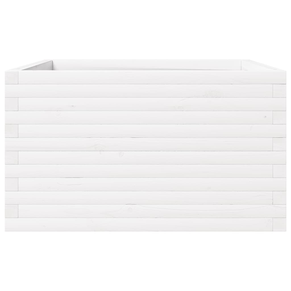 Utendørs Blomsterkasse Plantekasse Tre Hvit 80x80x46 cm heltre furu