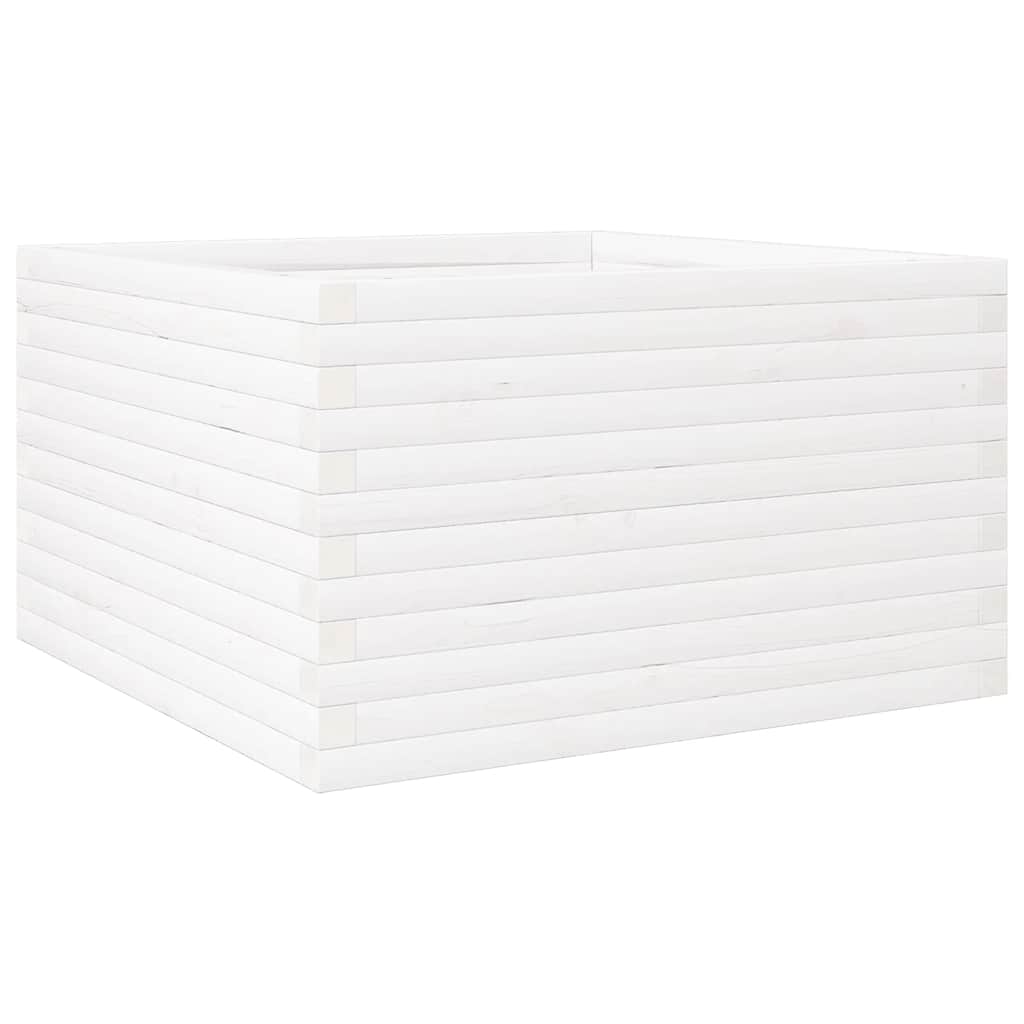 Utendørs Blomsterkasse Plantekasse Tre Hvit 80x80x46 cm heltre furu