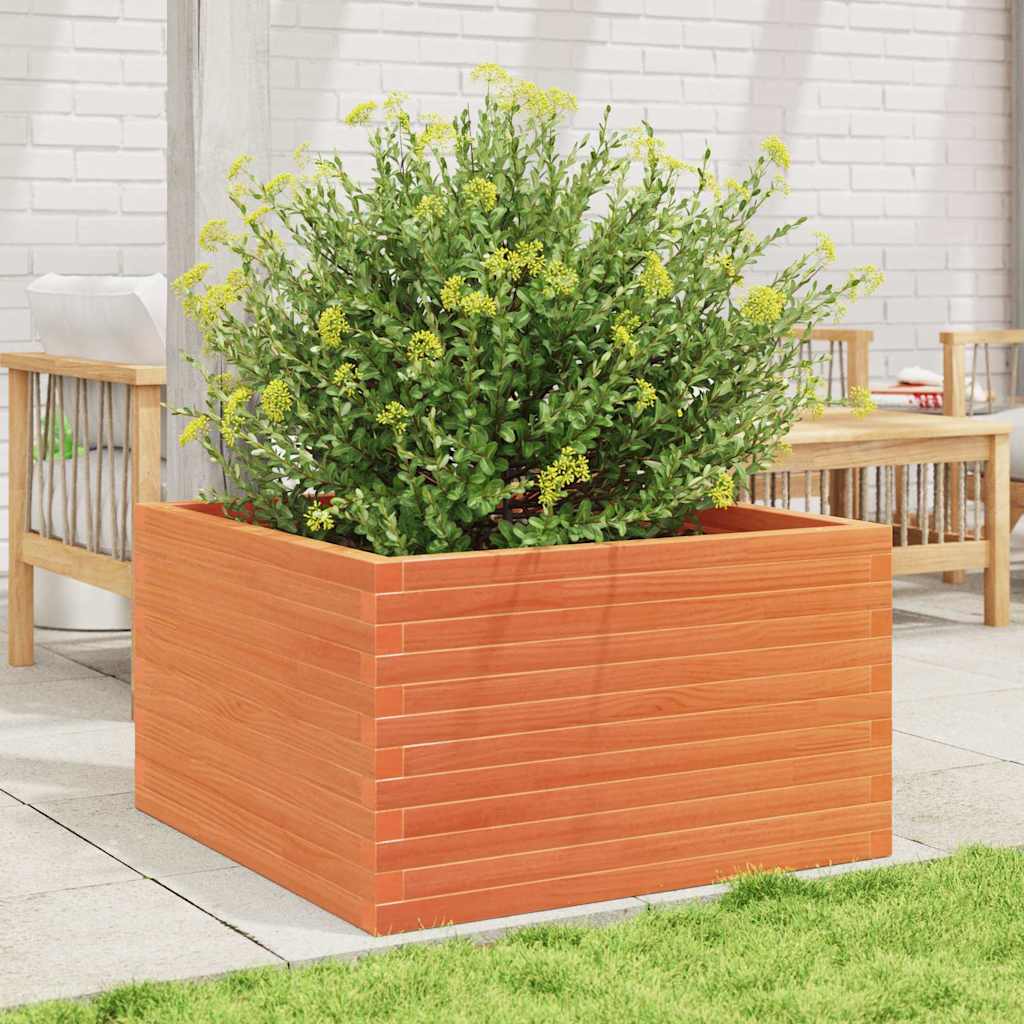 Utendørs Blomsterkasse Plantekasse Tre voksbrun 80x80x46 cm heltre furu