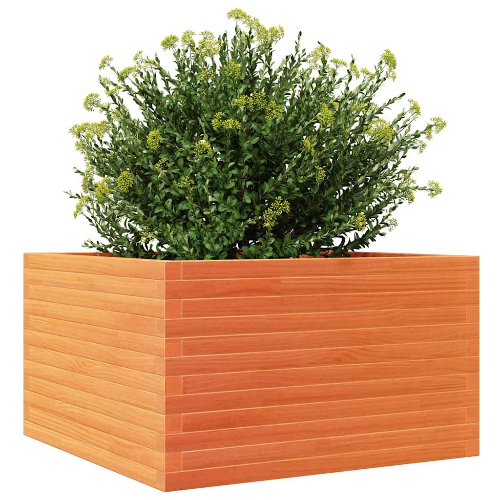 Utendørs Blomsterkasse Plantekasse Tre voksbrun 80x80x46 cm heltre furu