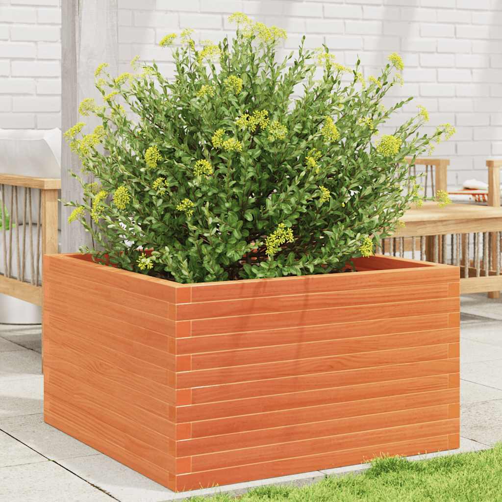 Utendørs Blomsterkasse Plantekasse Tre voksbrun 80x80x46 cm heltre furu
