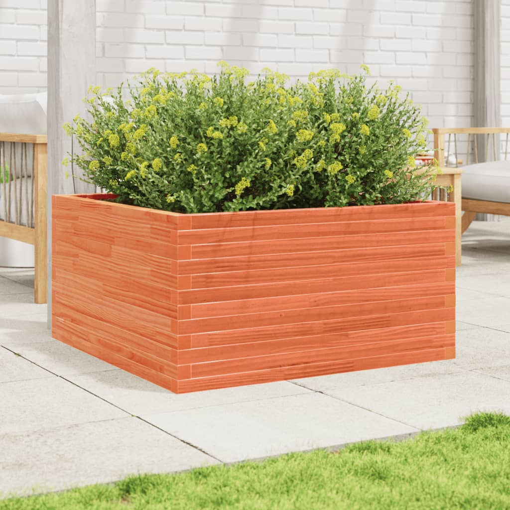 Utendørs Blomsterkasse Plantekasse Tre voksbrun 90x90x46 cm heltre furu