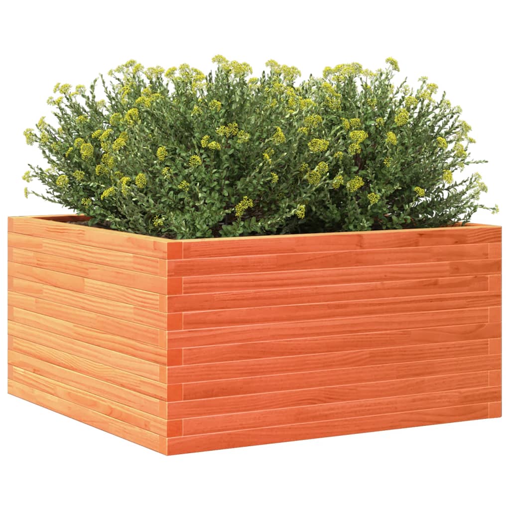 Utendørs Blomsterkasse Plantekasse Tre voksbrun 90x90x46 cm heltre furu