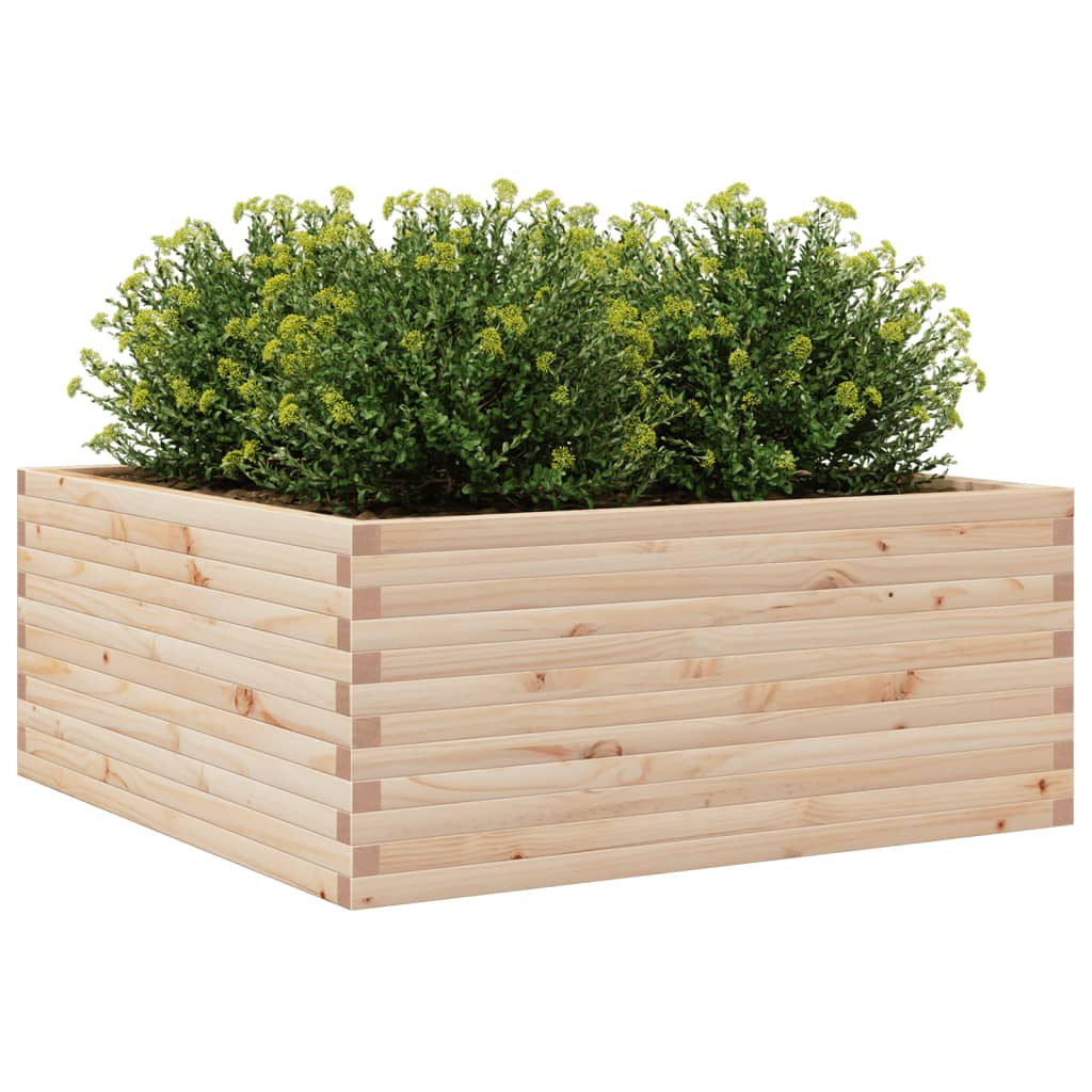 Utendørs Blomsterkasse Plantekasse Tre 110x110x46 cm heltre furu