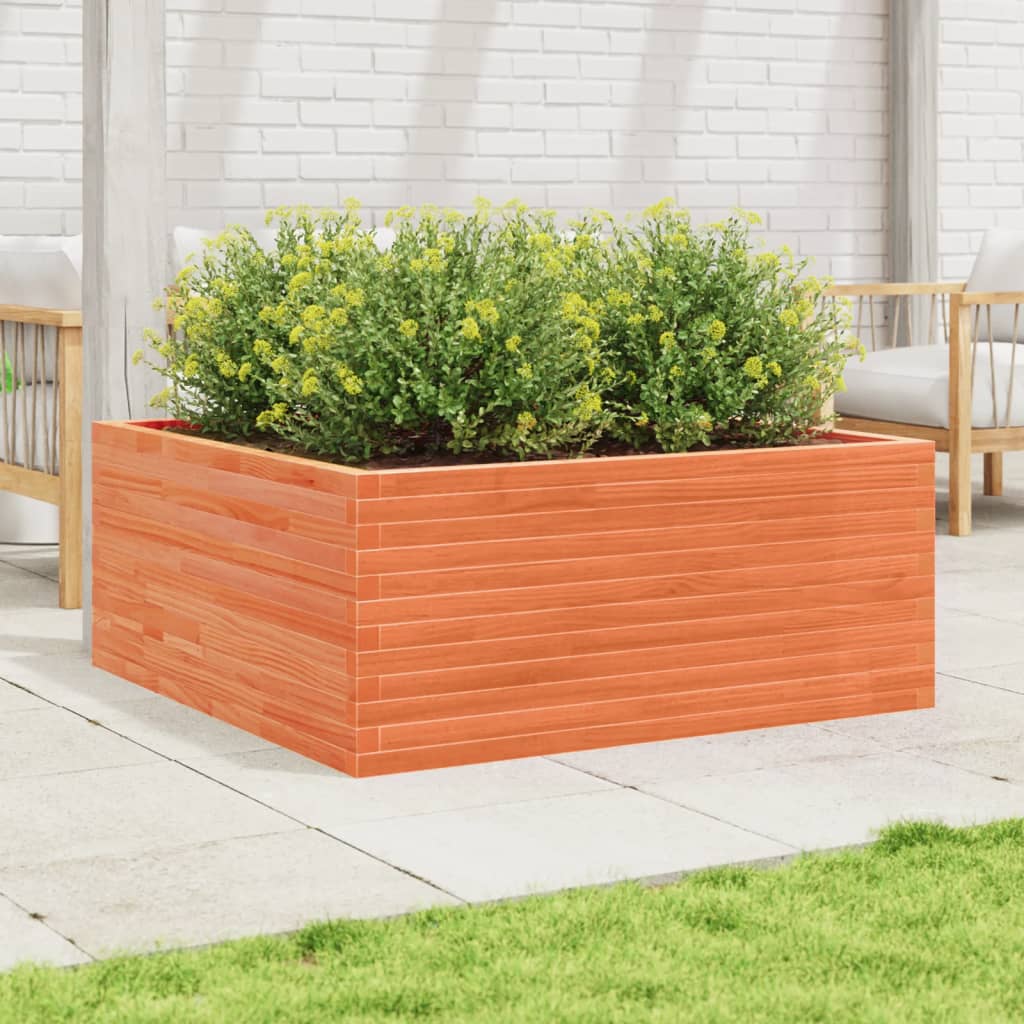 Utendørs Blomsterkasse Plantekasse Tre voksbrun 110x110x46 cm heltre furu