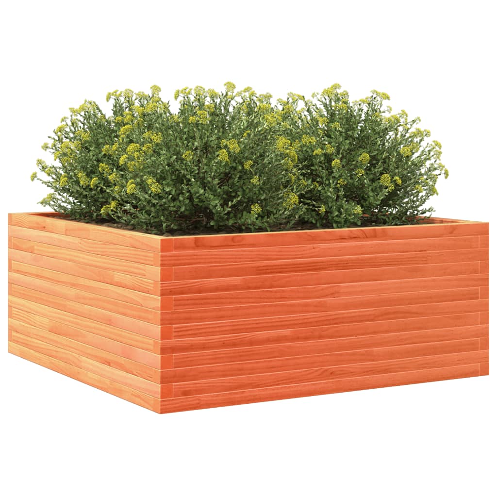 Utendørs Blomsterkasse Plantekasse Tre voksbrun 110x110x46 cm heltre furu