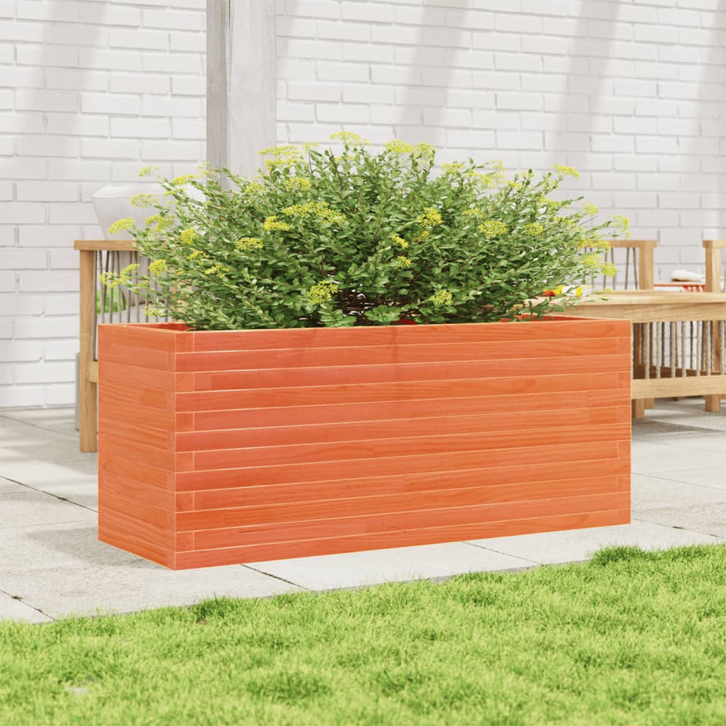Utendørs Blomsterkasse Plantekasse Tre voksbrun 110x40x46 cm heltre furu