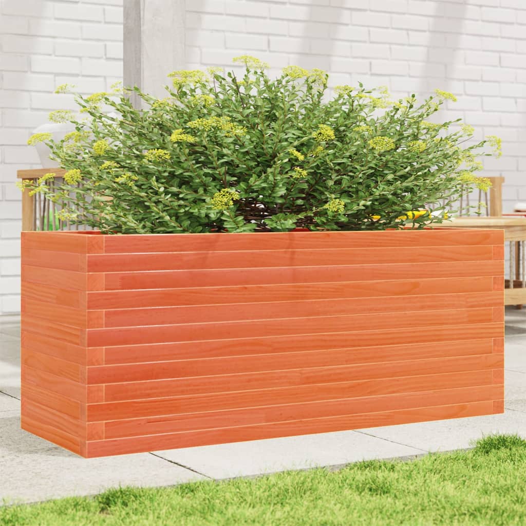 Utendørs Blomsterkasse Plantekasse Tre voksbrun 110x40x46 cm heltre furu