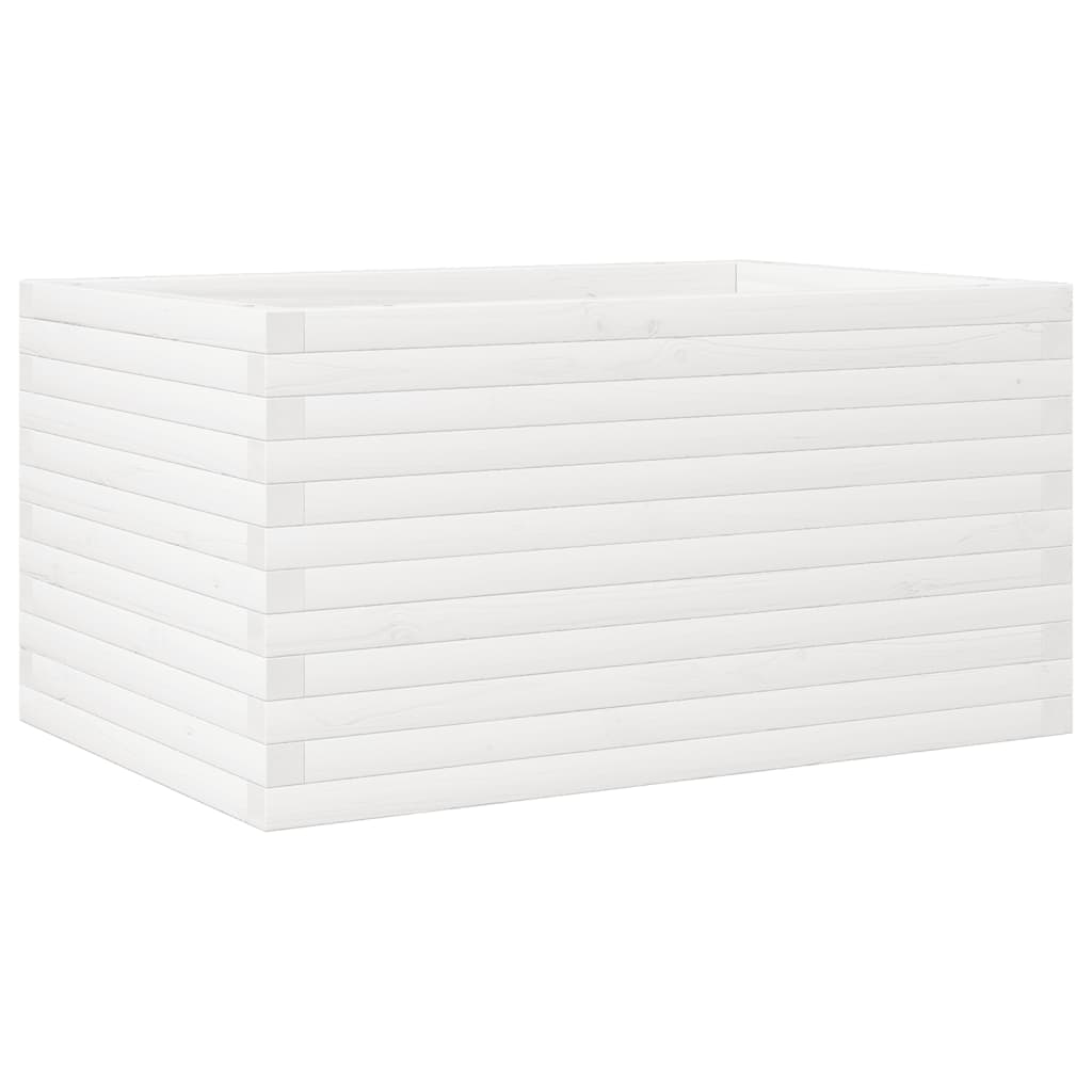 Utendørs Blomsterkasse Plantekasse Tre Hvit 90x60x46 cm heltre furu