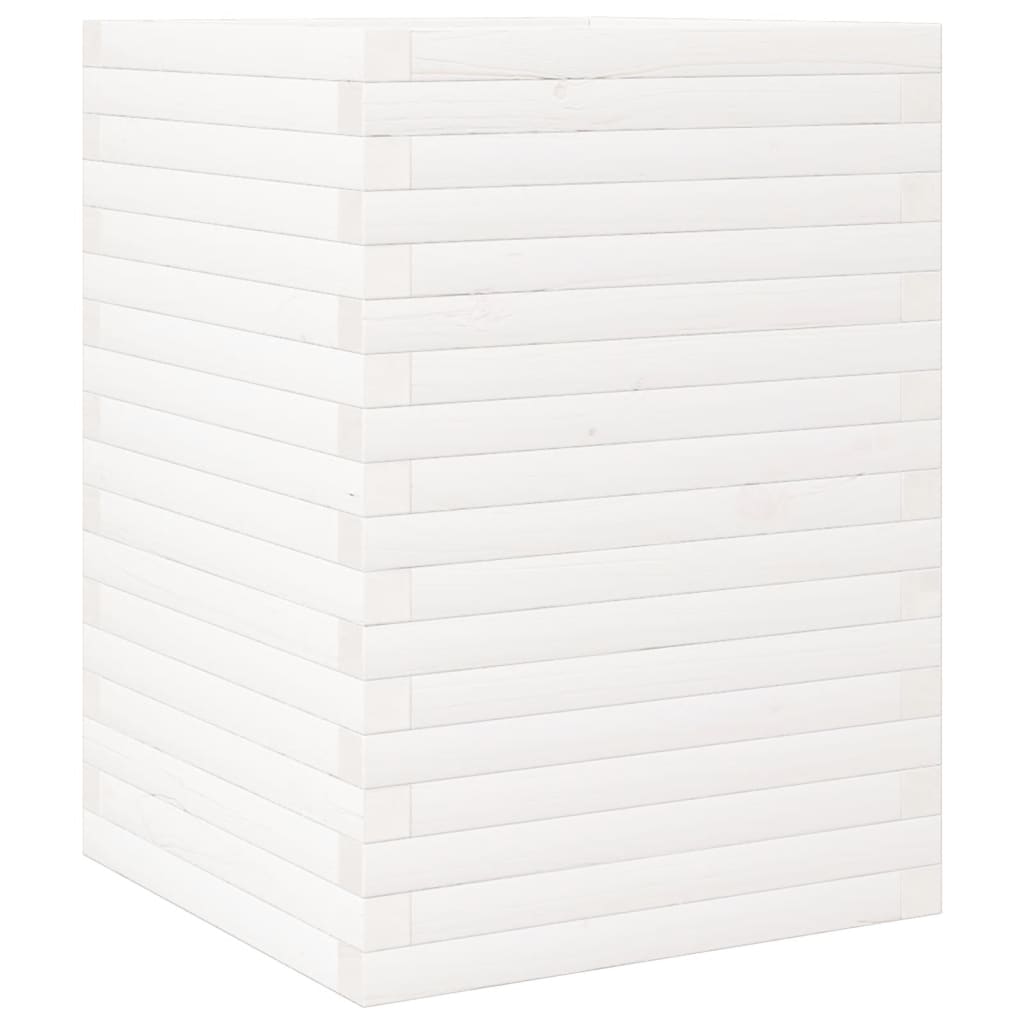 Utendørs Blomsterkasse Plantekasse Tre Hvit 50x50x68,5 cm heltre furu