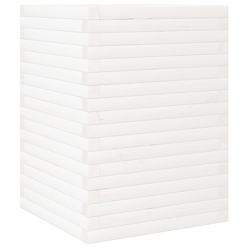 Utendørs Blomsterkasse Plantekasse Tre Hvit 50x50x68,5 cm heltre furu