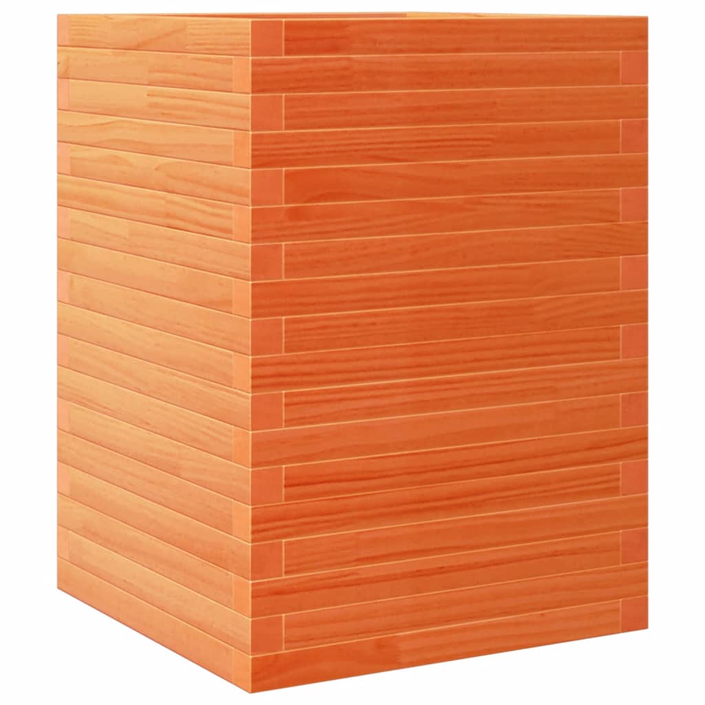 Utendørs Blomsterkasse Plantekasse Tre voksbrun 50x50x68,5 cm heltre furu