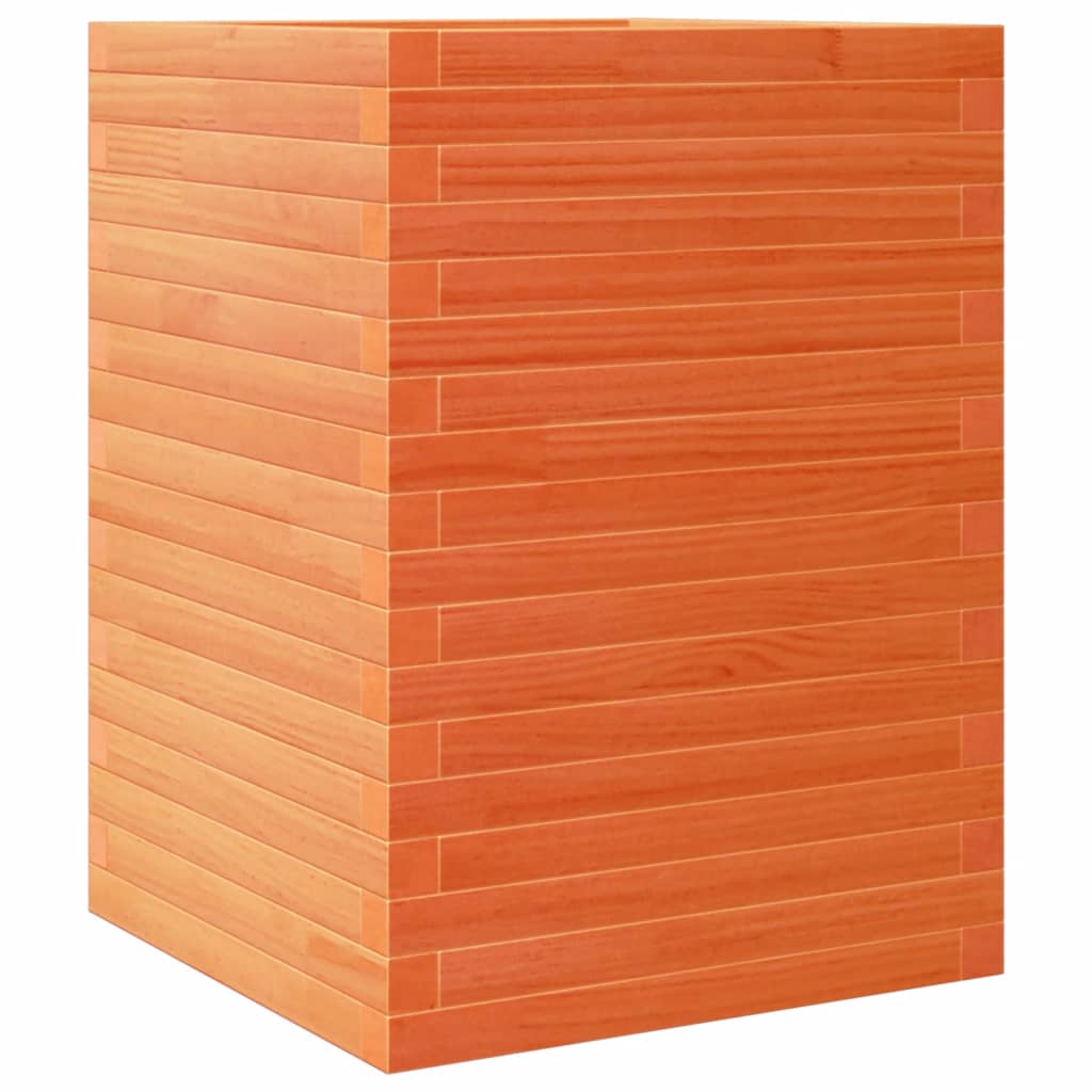 Utendørs Blomsterkasse Plantekasse Tre voksbrun 50x50x68,5 cm heltre furu