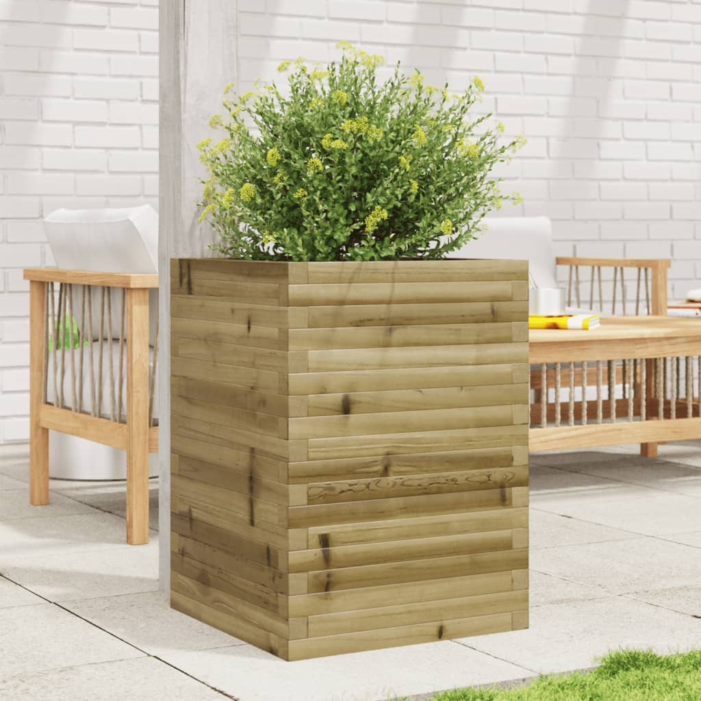 Utendørs Blomsterkasse Plantekasse Tre 50x50x68,5 cm impregnert furu