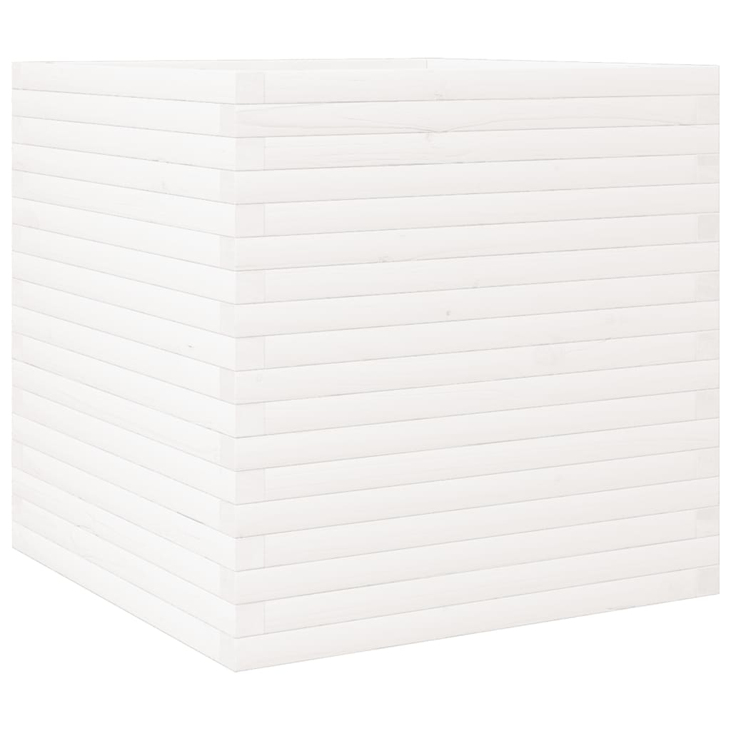 Utendørs Blomsterkasse Plantekasse Tre Hvit 70x70x68,5 cm heltre furu